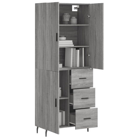 vidaXL Highboard Grey Sonoma 69.5x34x180 cm Engineered Wood