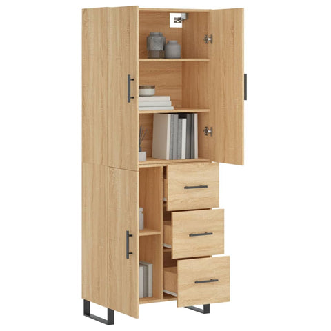 vidaXL Highboard Sonoma Oak 69.5x34x180 cm Engineered Wood