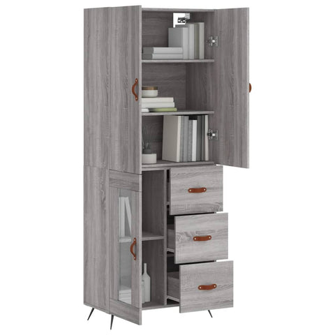 vidaXL Highboard Grey Sonoma 69.5x34x180 cm Engineered Wood