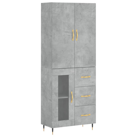 vidaXL Highboard Concrete Grey 69.5x34x180 cm Engineered Wood
