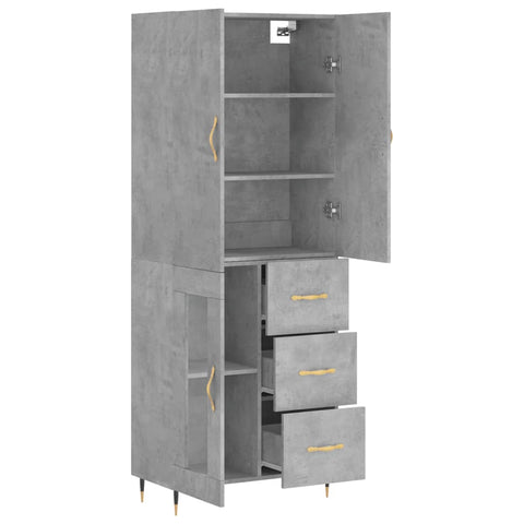 vidaXL Highboard Concrete Grey 69.5x34x180 cm Engineered Wood