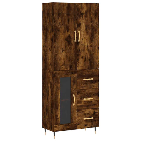 vidaXL Highboard Smoked Oak 69.5x34x180 cm Engineered Wood