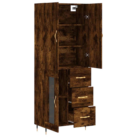 vidaXL Highboard Smoked Oak 69.5x34x180 cm Engineered Wood