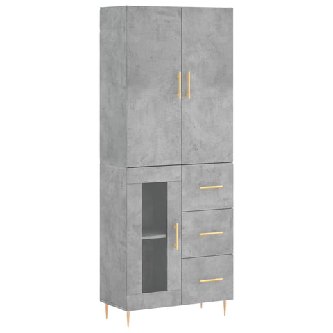 vidaXL Highboard Concrete Grey 69.5x34x180 cm Engineered Wood