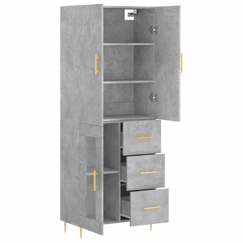 vidaXL Highboard Concrete Grey 69.5x34x180 cm Engineered Wood
