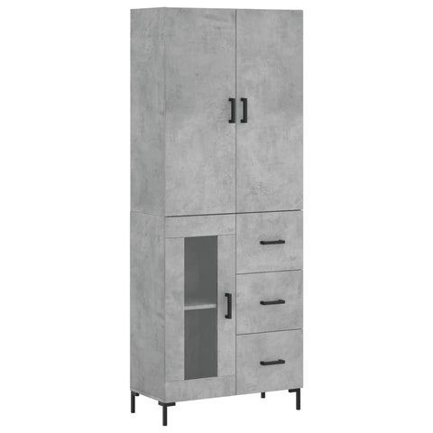 vidaXL Highboard Concrete Grey 69.5x34x180 cm Engineered Wood
