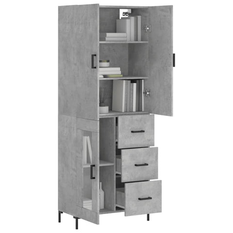 vidaXL Highboard Concrete Grey 69.5x34x180 cm Engineered Wood