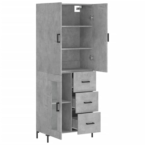 vidaXL Highboard Concrete Grey 69.5x34x180 cm Engineered Wood