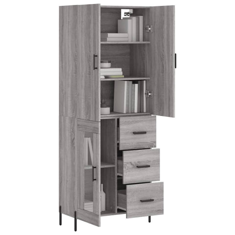 vidaXL Highboard Grey Sonoma 69.5x34x180 cm Engineered Wood