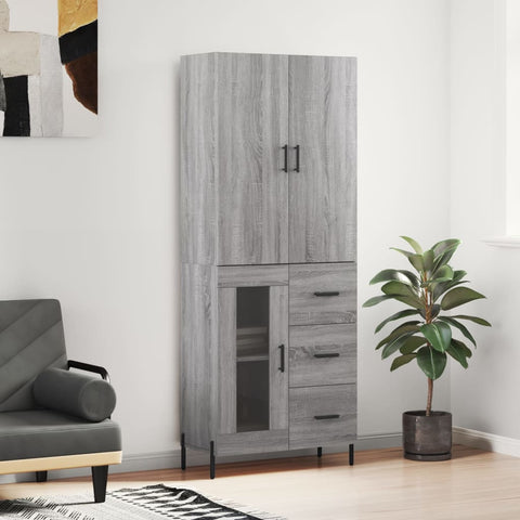 vidaXL Highboard Grey Sonoma 69.5x34x180 cm Engineered Wood