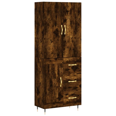 vidaXL Highboard Smoked Oak 69.5x34x180 cm Engineered Wood