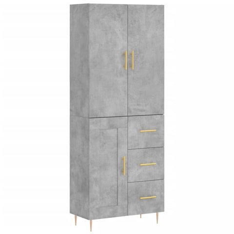 vidaXL Highboard Concrete Grey 69.5x34x180 cm Engineered Wood