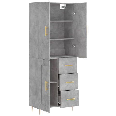 vidaXL Highboard Concrete Grey 69.5x34x180 cm Engineered Wood