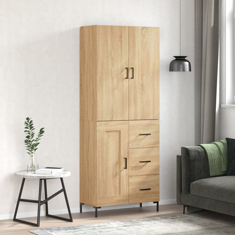 vidaXL Highboard Sonoma Oak 69.5x34x180 cm Engineered Wood