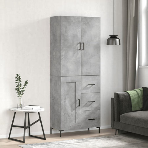 vidaXL Highboard Concrete Grey 69.5x34x180 cm Engineered Wood