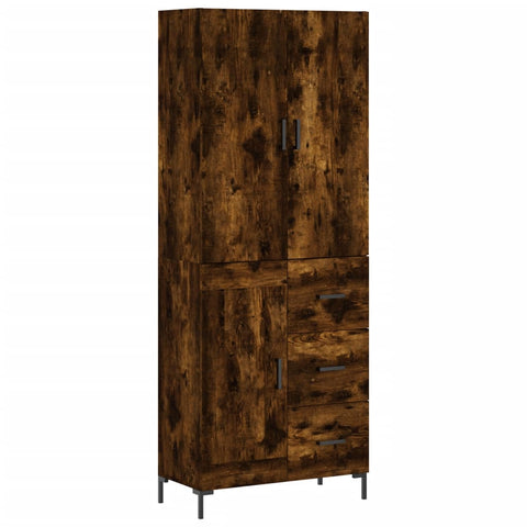 vidaXL Highboard Smoked Oak 69.5x34x180 cm Engineered Wood