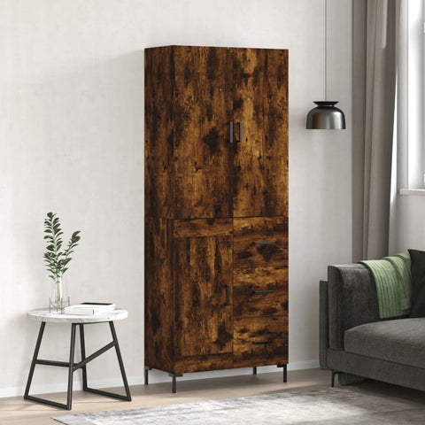 vidaXL Highboard Smoked Oak 69.5x34x180 cm Engineered Wood