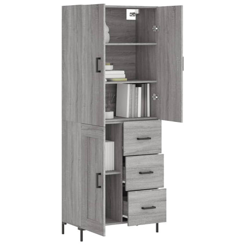 vidaXL Highboard Grey Sonoma 69.5x34x180 cm Engineered Wood