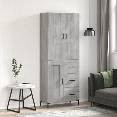 vidaXL Highboard Grey Sonoma 69.5x34x180 cm Engineered Wood
