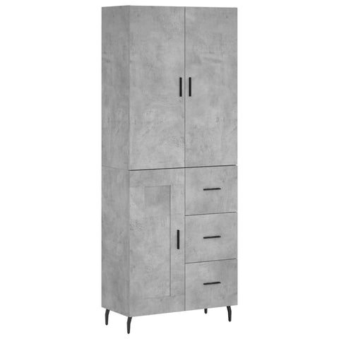 vidaXL Highboard Concrete Grey 69.5x34x180 cm Engineered Wood