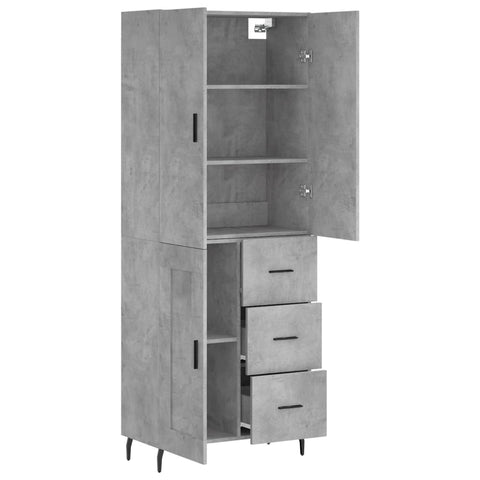 vidaXL Highboard Concrete Grey 69.5x34x180 cm Engineered Wood
