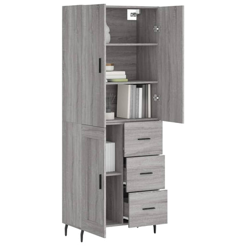 vidaXL Highboard Grey Sonoma 69.5x34x180 cm Engineered Wood