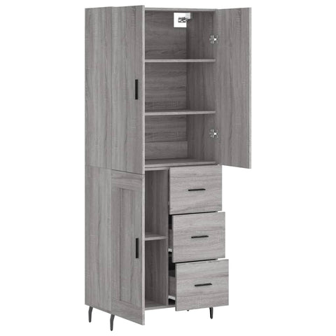 vidaXL Highboard Grey Sonoma 69.5x34x180 cm Engineered Wood