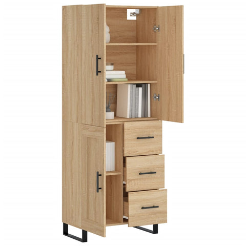 vidaXL Highboard Sonoma Oak 69.5x34x180 cm Engineered Wood
