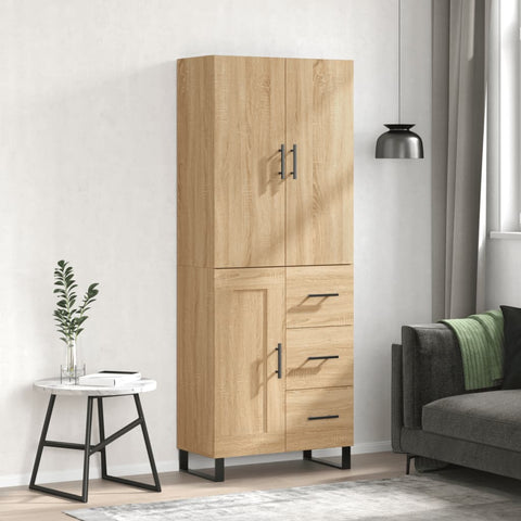 vidaXL Highboard Sonoma Oak 69.5x34x180 cm Engineered Wood