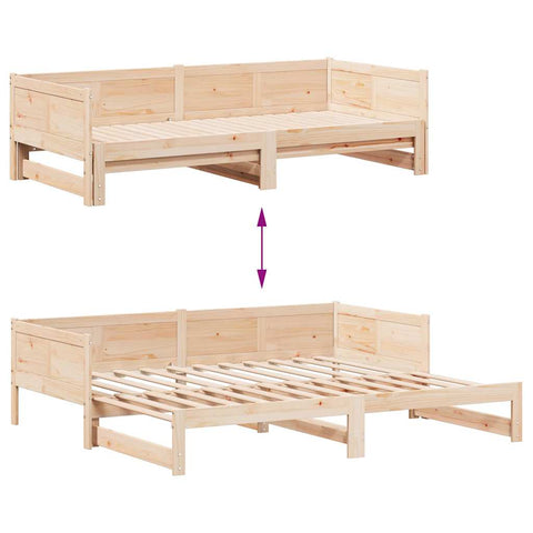 vidaXL Pull-out Day Bed Brown 180 x 200 cm Solid pine wood