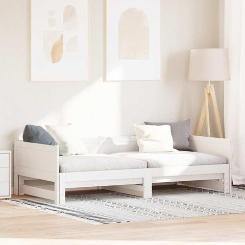vidaXL Pull-out Day Bed White 180 x 200 cm Solid pine wood