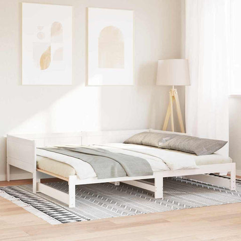vidaXL Pull-out Day Bed White 180 x 200 cm Solid pine wood