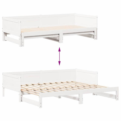 vidaXL Pull-out Day Bed White 180 x 200 cm Solid pine wood