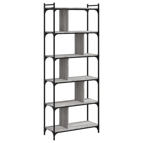 vidaXL Bookcase 6-Tier Grey Sonoma 76x32x192 cm Engineered Wood