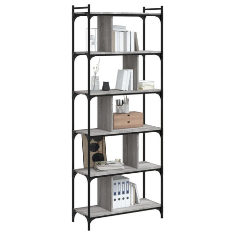 vidaXL Bookcase 6-Tier Grey Sonoma 76x32x192 cm Engineered Wood