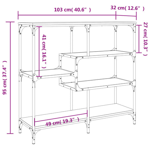 vidaXL Console Table Grey Sonoma 103x32x95 cm Engineered Wood