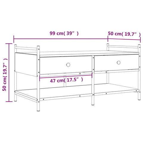 vidaXL Coffee Table Sonoma Oak 99x50x50 cm Engineered Wood