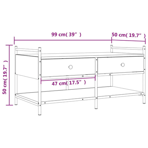 vidaXL Coffee Table Grey Sonoma 99x50x50 cm Engineered Wood
