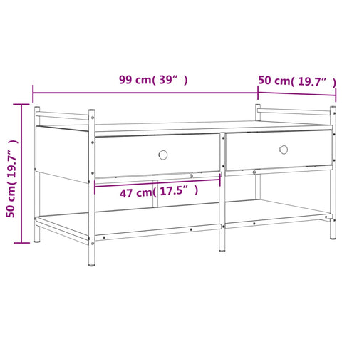 vidaXL Coffee Table Brown Oak 99x50x50 cm Engineered Wood