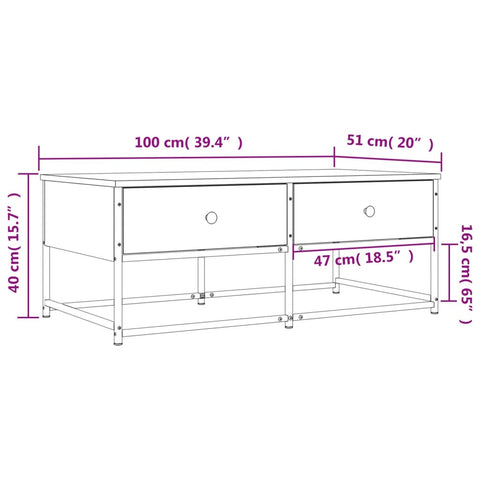 vidaXL Coffee Table Sonoma Oak 100x51x40 cm Engineered Wood