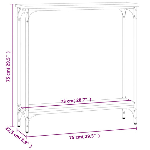 vidaXL Console Table Black 75x22.5x75 cm Engineered Wood
