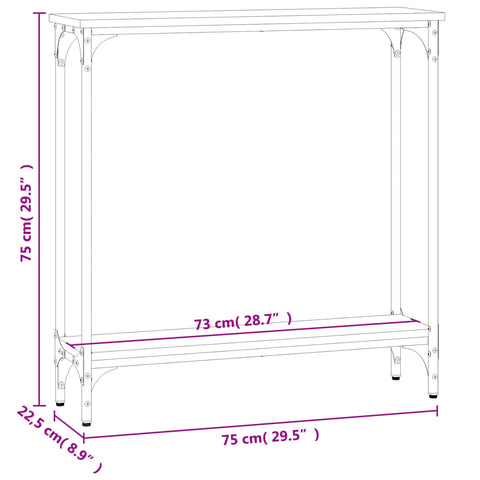vidaXL Console Table Brown Oak 75x22.5x75 cm Engineered Wood