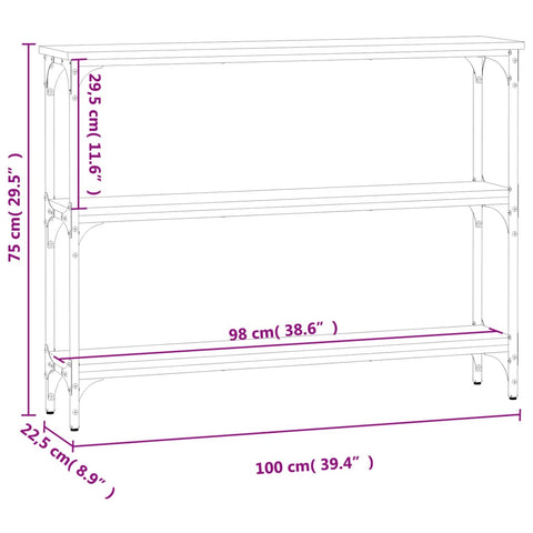 vidaXL Console Table Smoked Oak 100x22.5x75 cm Engineered Wood