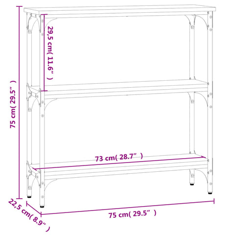 vidaXL Console Table Grey Sonoma 75x22.5x75 cm Engineered Wood