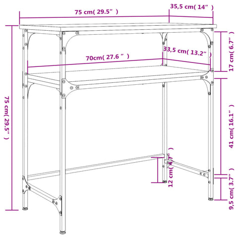 vidaXL Console Table Smoked Oak 75x35.5x75 cm Engineered Wood