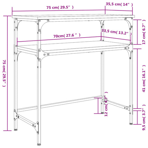 vidaXL Console Table Brown Oak 75x35.5x75 cm Engineered Wood