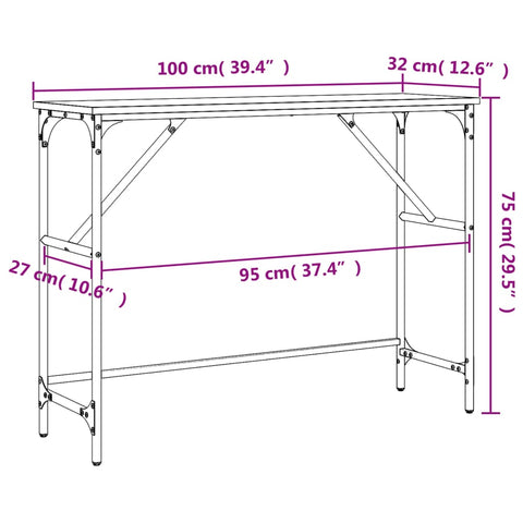 vidaXL Console Table Sonoma Oak 100x32x75 cm Engineered Wood