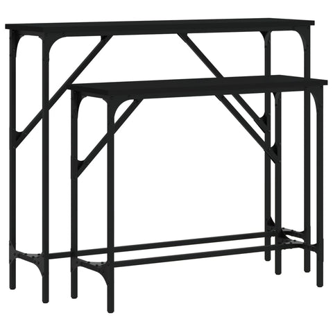 vidaXL Console Tables 2 pcs Black Engineered Wood