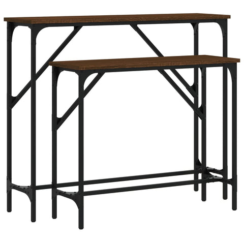 vidaXL Console Tables 2 pcs Brown Oak Engineered Wood