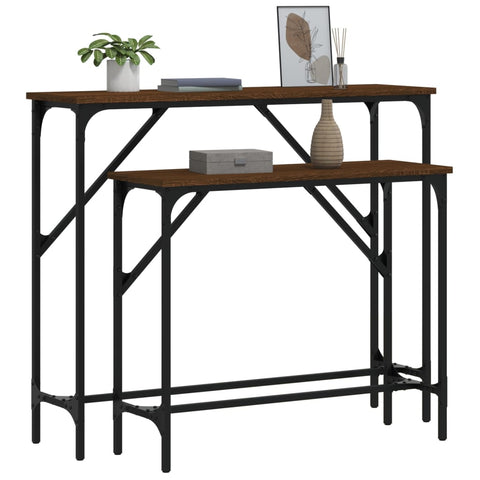 vidaXL Console Tables 2 pcs Brown Oak Engineered Wood